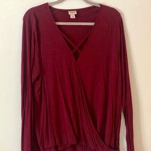Garnet Long Sleeve V-Neck Wrap Shirt